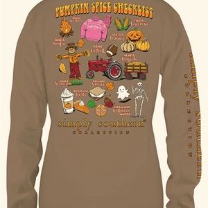 Simply Southern Collection “Pumpkin Spice Checklist” Long Sleeve, Small, NWT
